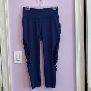 Navy Blue Athletic Leggings with Design